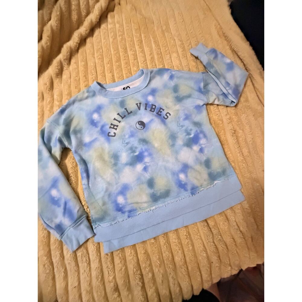Girls Sweatshirt Pullover Tie Dye Blue Sonoma Chill Vibes Large 10/12